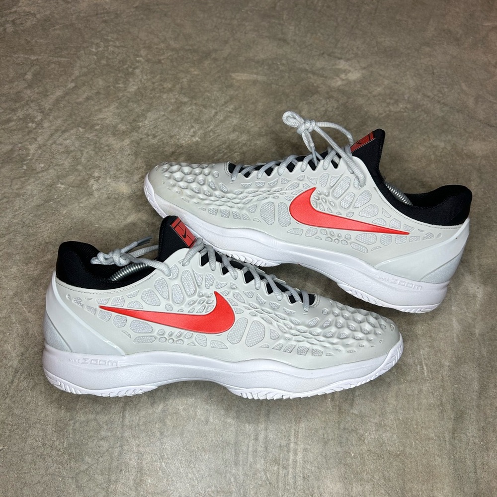 Size 12- Nike Zoom Cage 3 White/Red/Black Clean Men’s Rafa Tennis RARE SHIPS NOW